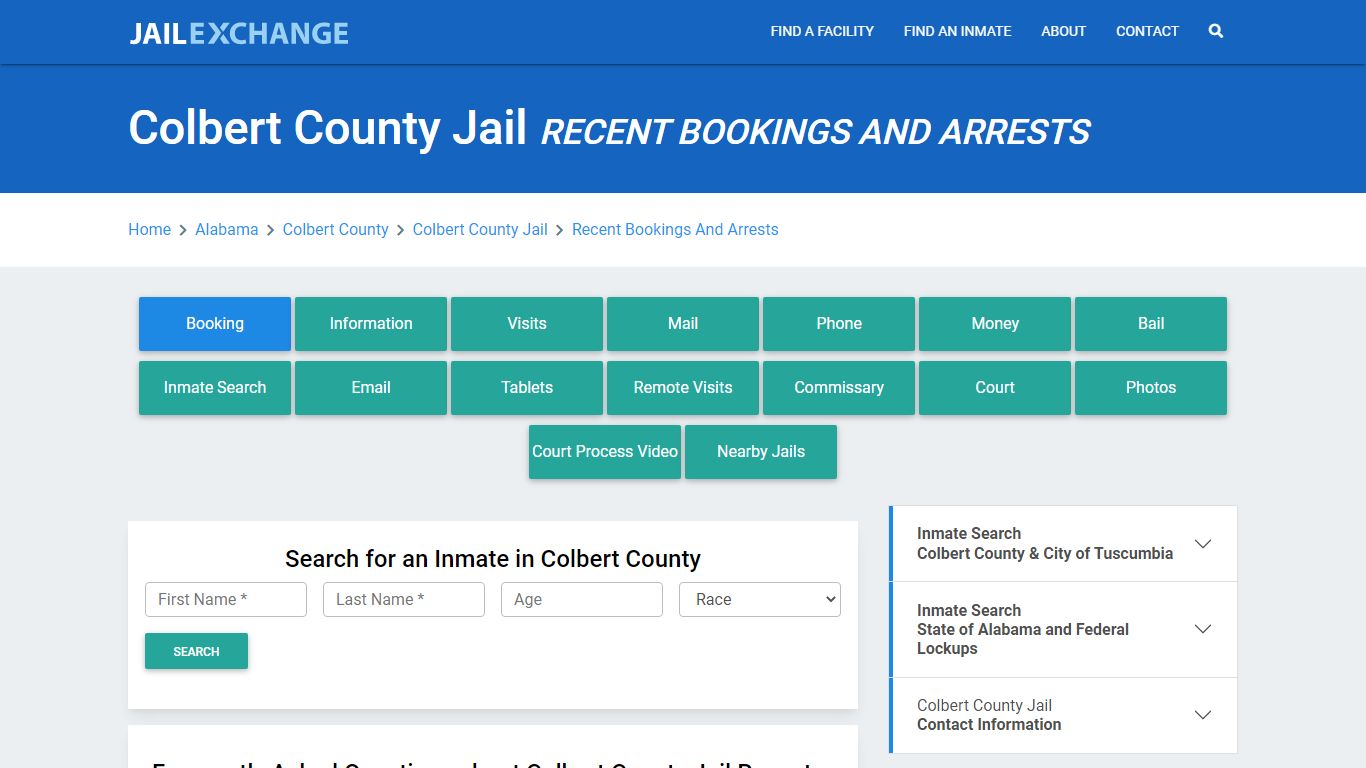 Colbert County Jail Recent Bookings And Arrests - Jail Exchange